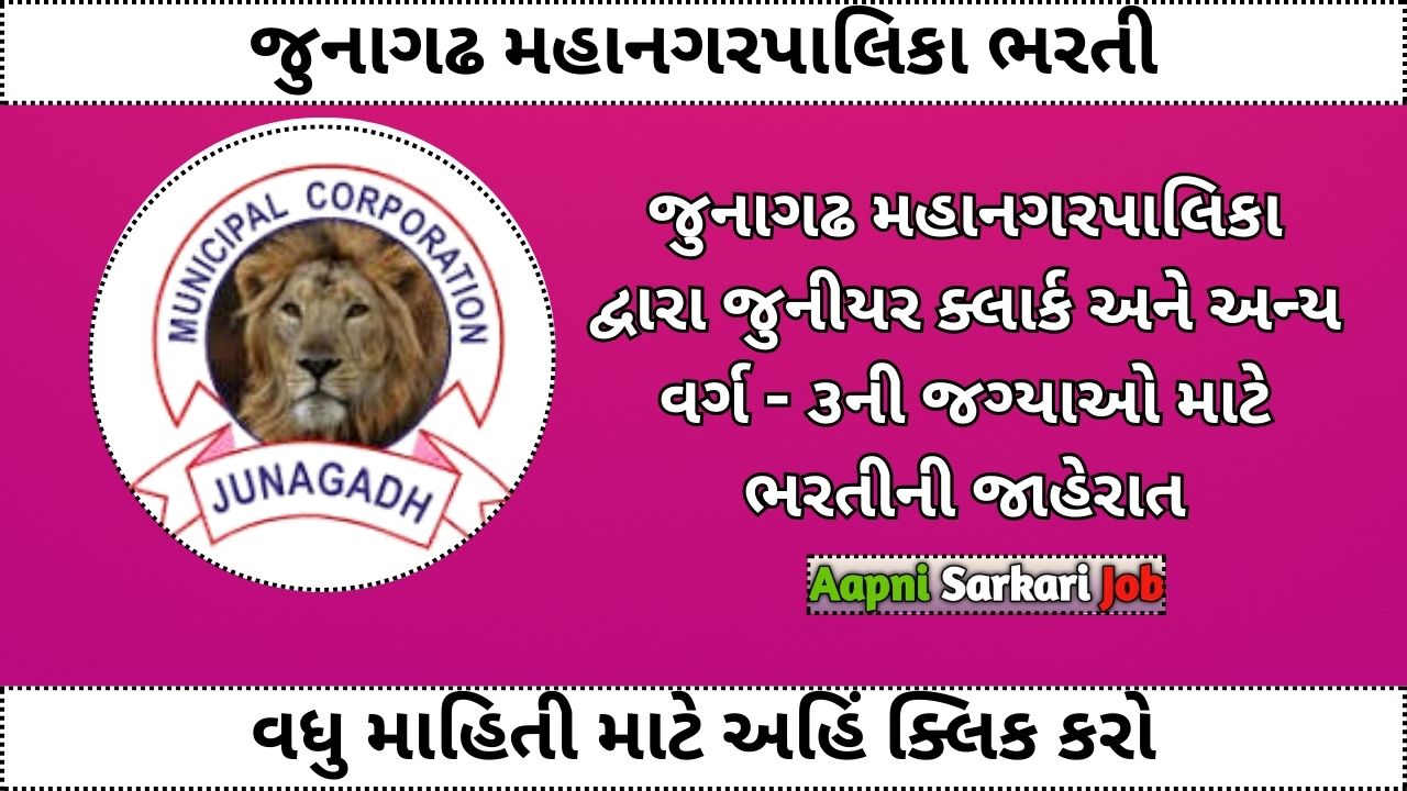 Junagadh Municipal Corporation Recruitment 2024