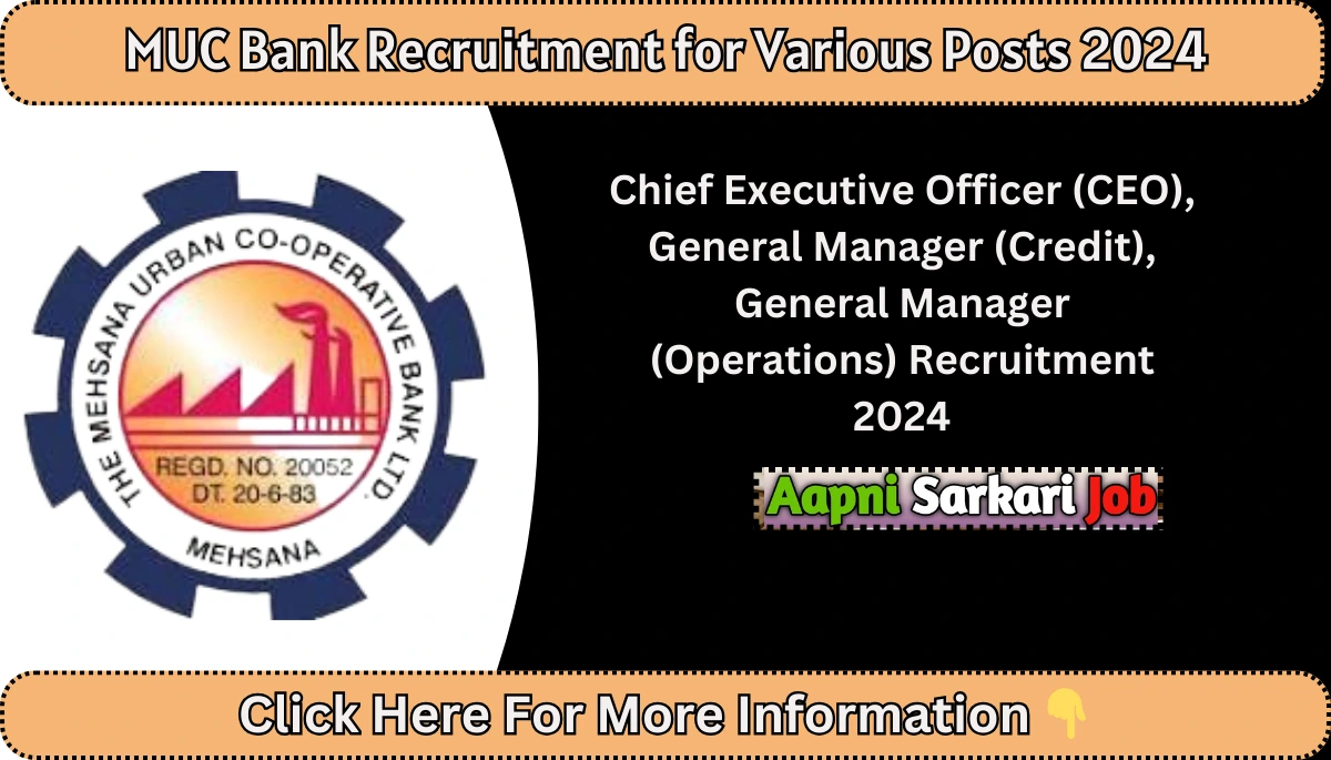 MUC Bank Recruitment for Various Posts 2024